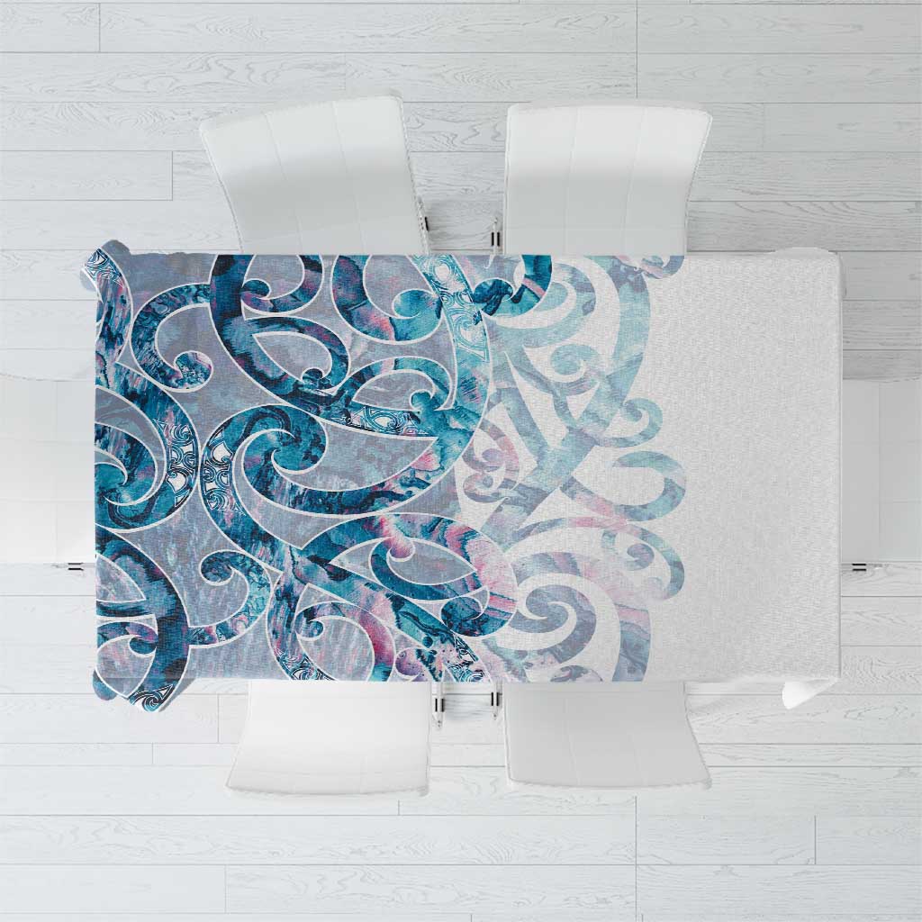 Turquoise Paua Shell Maori Tablecloth Koru Kowhaiwhai - Polynesian Pride