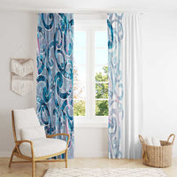 Turquoise Paua Shell Maori Window Curtain Koru Kowhaiwhai - Polynesian Pride