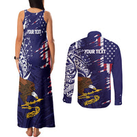 American Samoa Mix US Couples Matching Tank Maxi Dress and Long Sleeve Button Shirt Flag Day Grunge Style LT7 - Polynesian Pride
