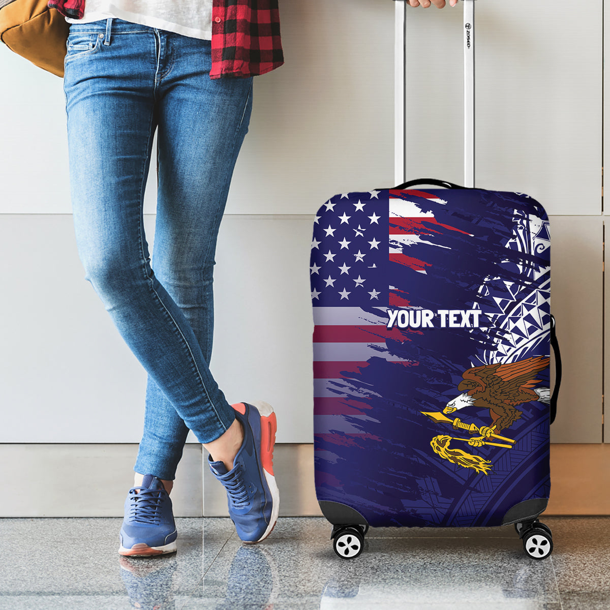 American Samoa Mix US Luggage Cover Flag Day Grunge Style LT7 - Polynesian Pride