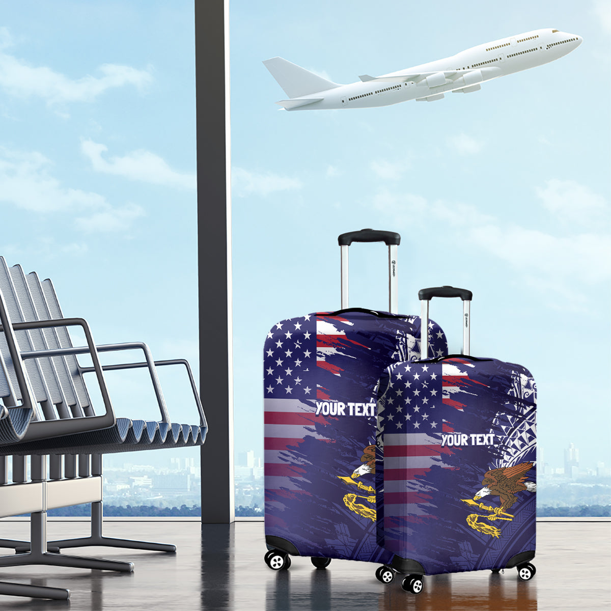 American Samoa Mix US Luggage Cover Flag Day Grunge Style LT7 - Polynesian Pride