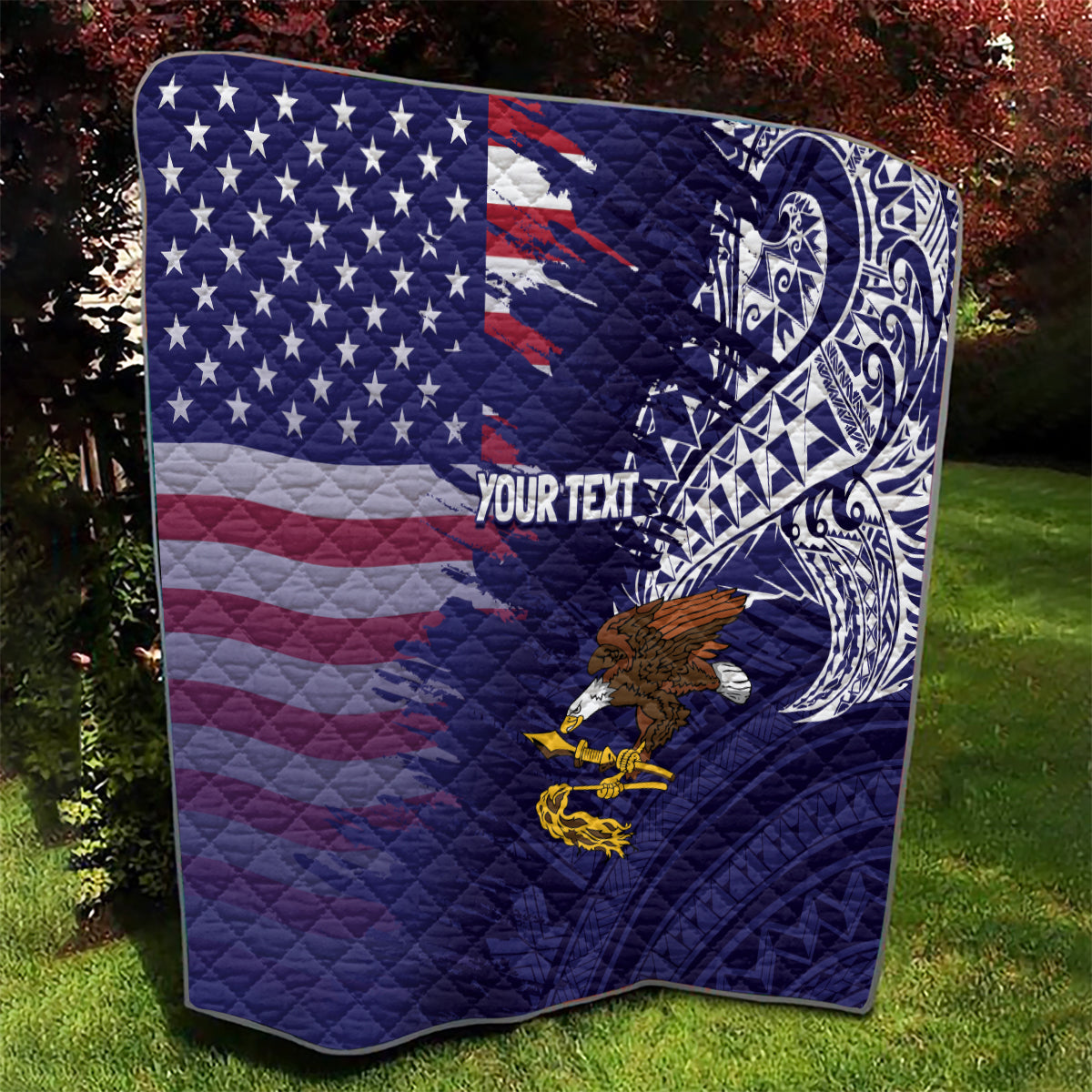 American Samoa Mix US Quilt Flag Day Grunge Style LT7 - Polynesian Pride