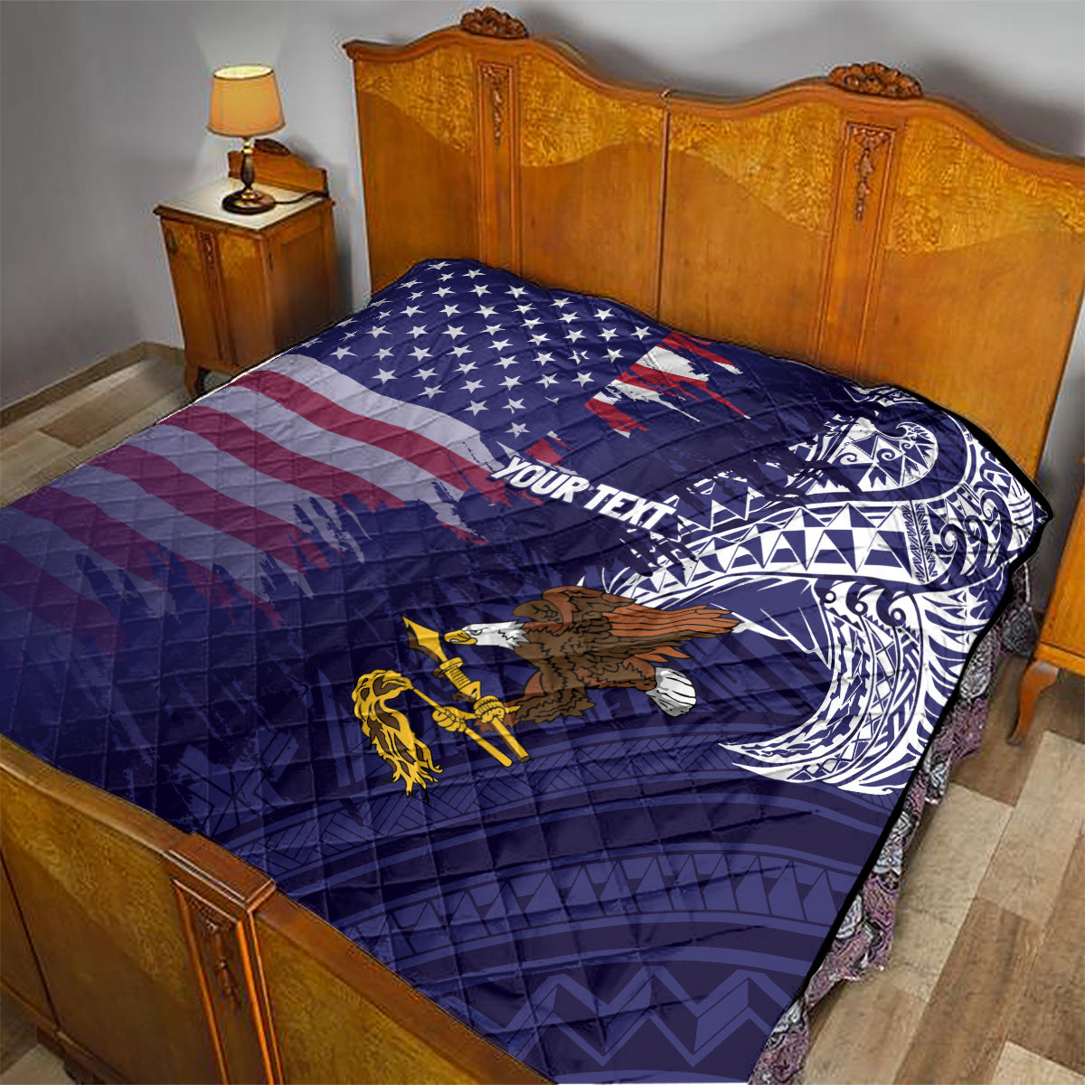 American Samoa Mix US Quilt Flag Day Grunge Style LT7 - Polynesian Pride