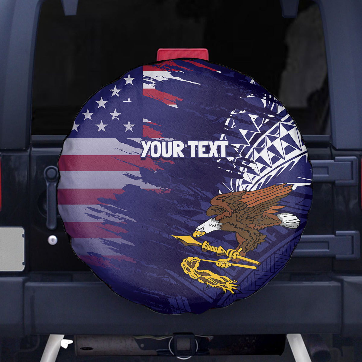 American Samoa Mix US Spare Tire Cover Flag Day Grunge Style