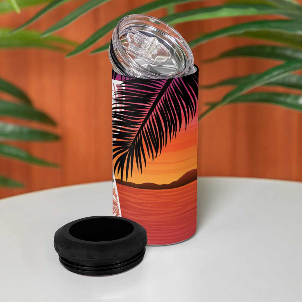 Guam Chamorro 4 in 1 Can Cooler Tumbler Artsy Latte Stone