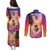 Guam Chamorro Couples Matching Puletasi and Long Sleeve Button Shirt Artsy Latte Stone