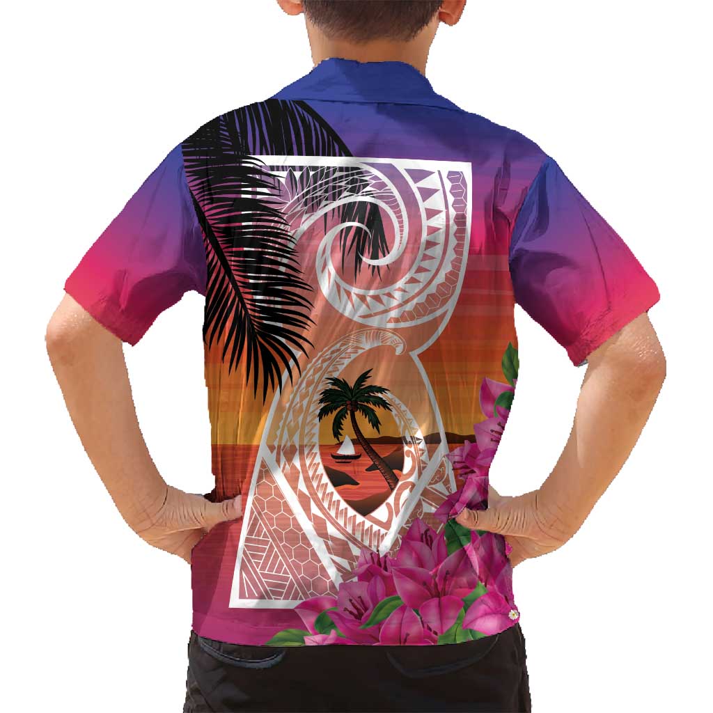 Guam Chamorro Family Matching Off Shoulder Short Dress and Hawaiian Shirt Artsy Latte Stone