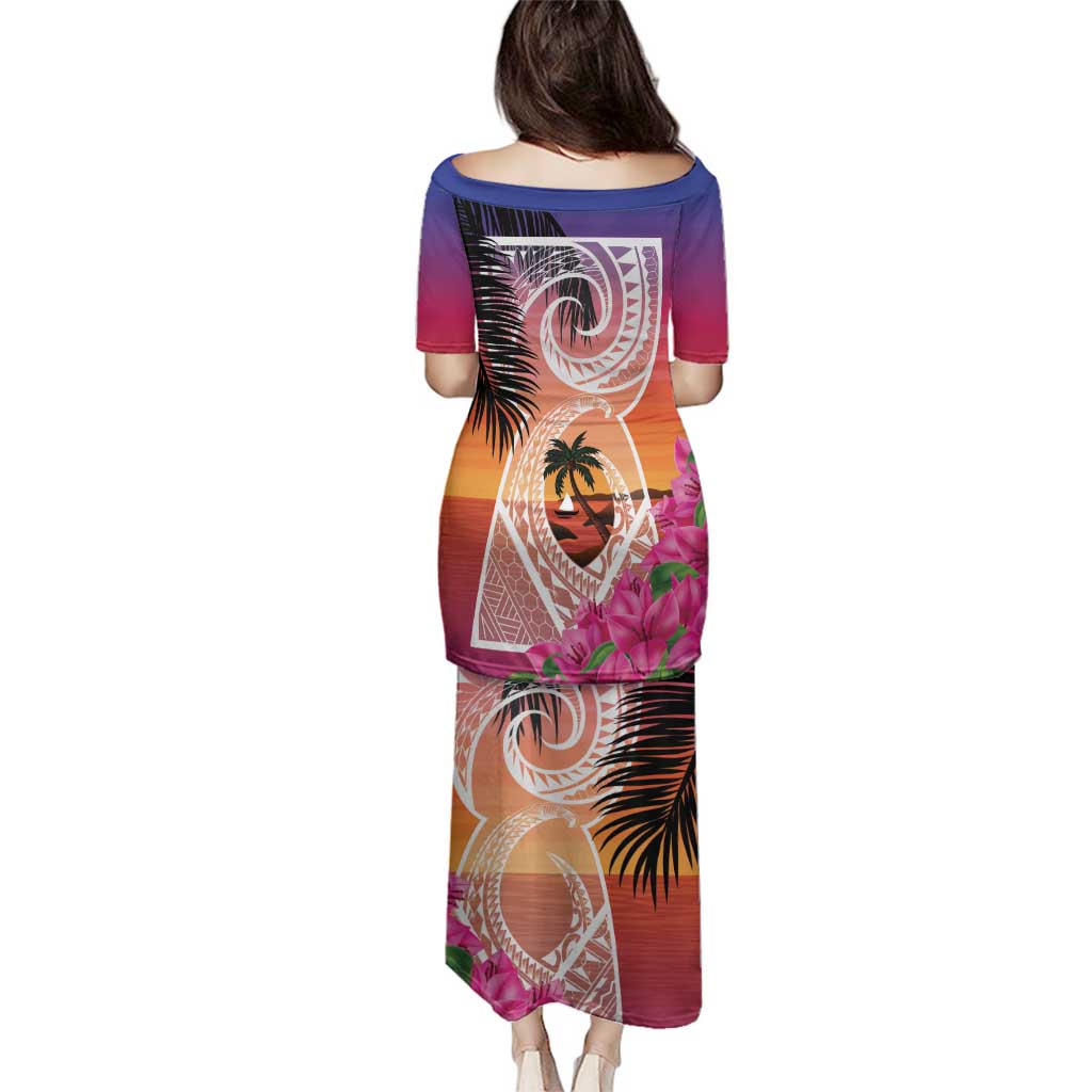 Guam Chamorro Family Matching Puletasi and Hawaiian Shirt Artsy Latte Stone