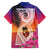 Guam Chamorro Family Matching Short Sleeve Bodycon Dress and Hawaiian Shirt Artsy Latte Stone