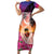 Guam Chamorro Family Matching Short Sleeve Bodycon Dress and Hawaiian Shirt Artsy Latte Stone