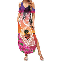 Guam Chamorro Family Matching Summer Maxi Dress and Hawaiian Shirt Artsy Latte Stone