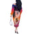 Guam Chamorro Off The Shoulder Long Sleeve Dress Artsy Latte Stone