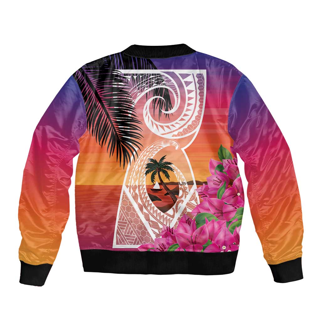 Guam Chamorro Sleeve Zip Bomber Jacket Artsy Latte Stone LT7 - Polynesian Pride