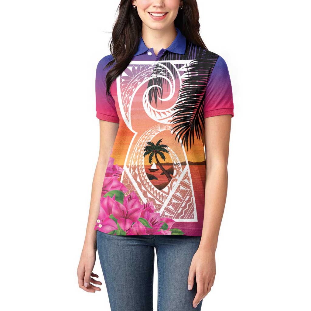 Guam Chamorro Women Polo Shirt Artsy Latte Stone