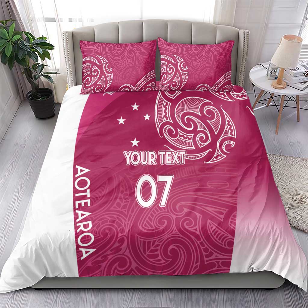 Personalised New Zealand Rugby Bedding Set Aotearoa Champions - Pink Version LT7 - Polynesian Pride