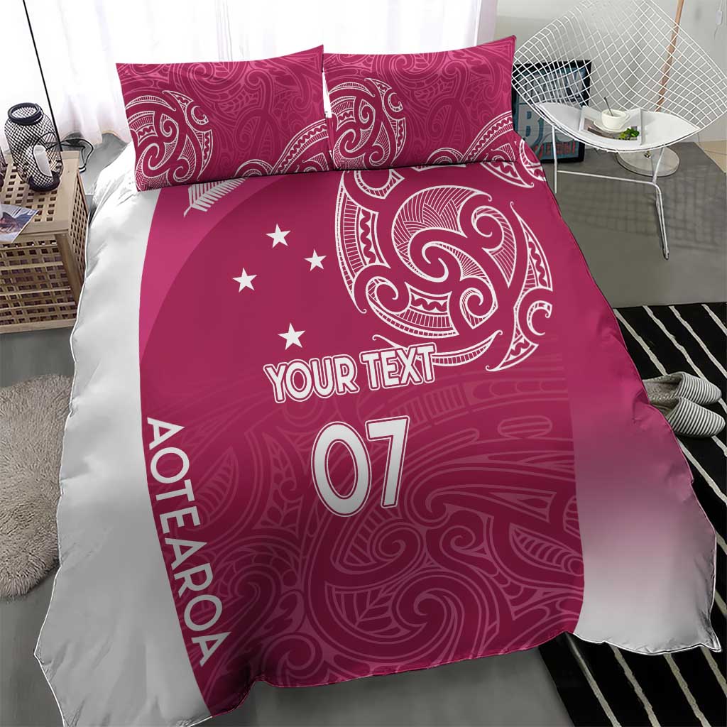Personalised New Zealand Rugby Bedding Set Aotearoa Champions - Pink Version LT7 - Polynesian Pride