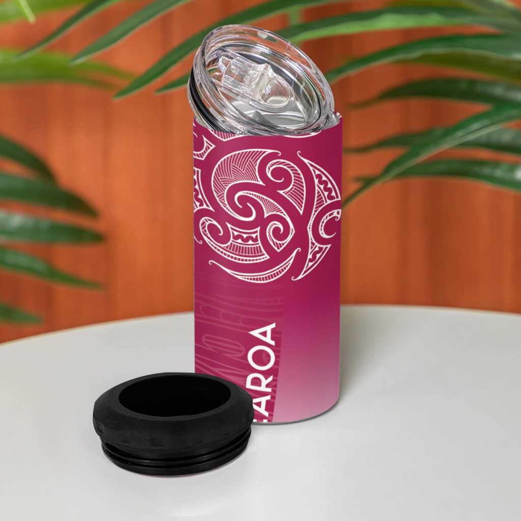Personalised New Zealand Rugby 4 in 1 Can Cooler Tumbler Aotearoa Champions - Pink Version