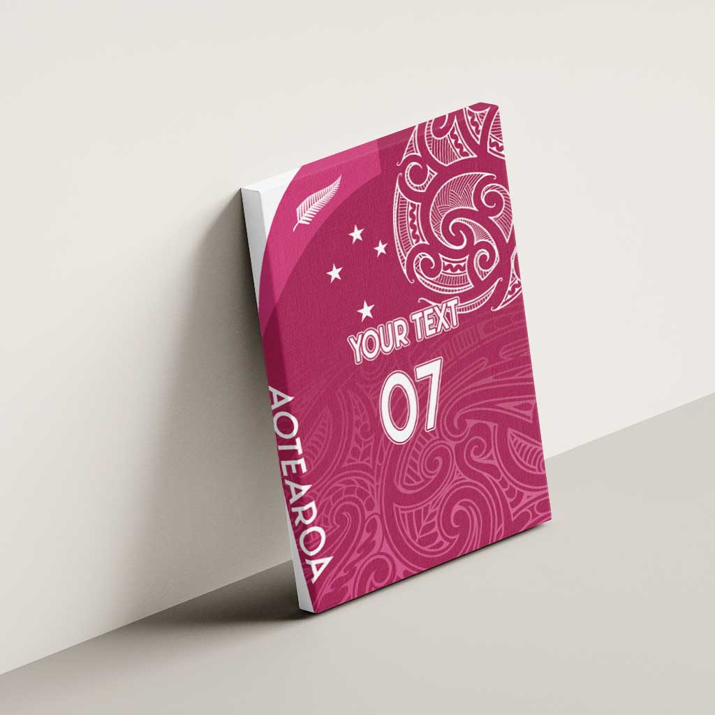 Personalised New Zealand Rugby Canvas Wall Art Aotearoa Champions - Pink Version