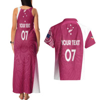 Personalised New Zealand Rugby Couples Matching Tank Maxi Dress and Hawaiian Shirt Aotearoa Champions - Pink Version