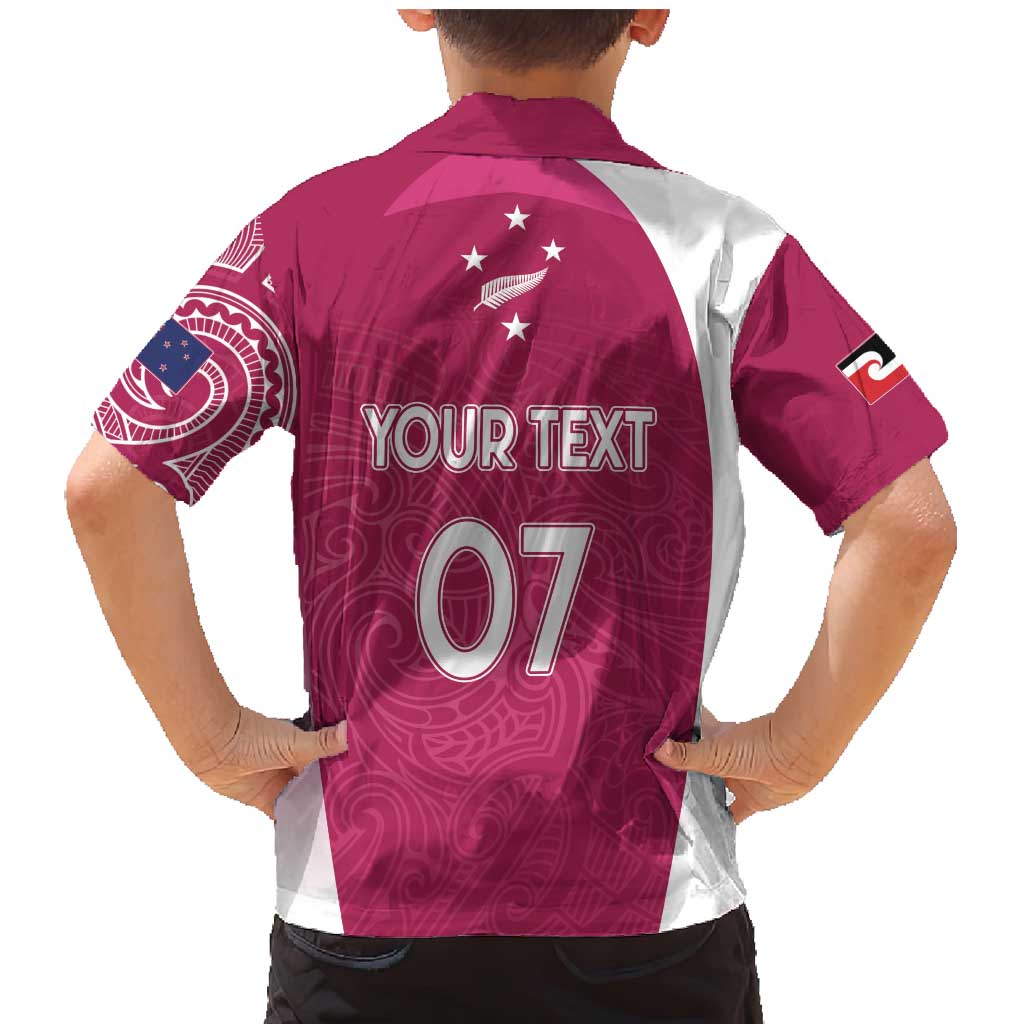 Personalised New Zealand Rugby Family Matching Mermaid Dress and Hawaiian Shirt Aotearoa Champions - Pink Version