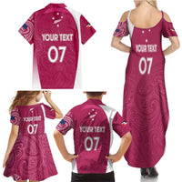 Personalised New Zealand Rugby Family Matching Summer Maxi Dress and Hawaiian Shirt Aotearoa Champions - Pink Version