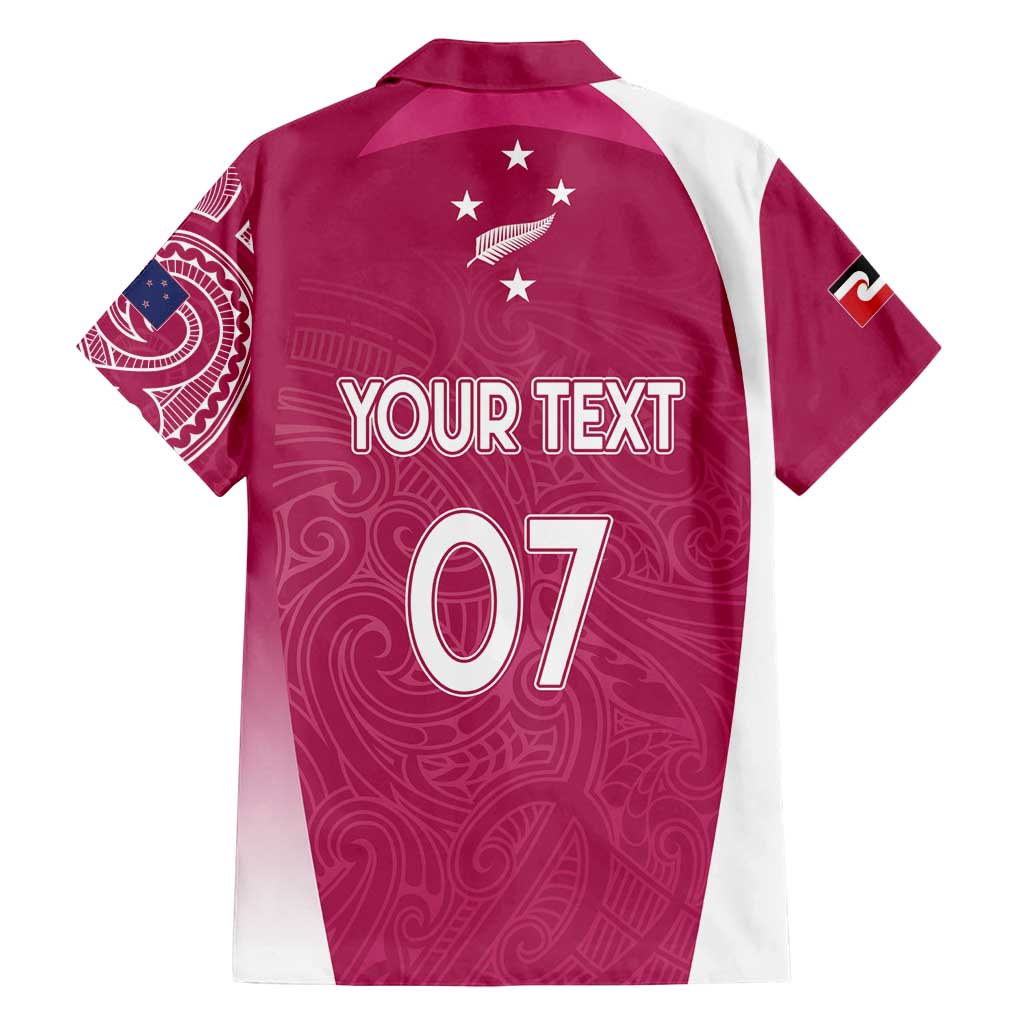 Personalised New Zealand Rugby Family Matching Summer Maxi Dress and Hawaiian Shirt Aotearoa Champions - Pink Version