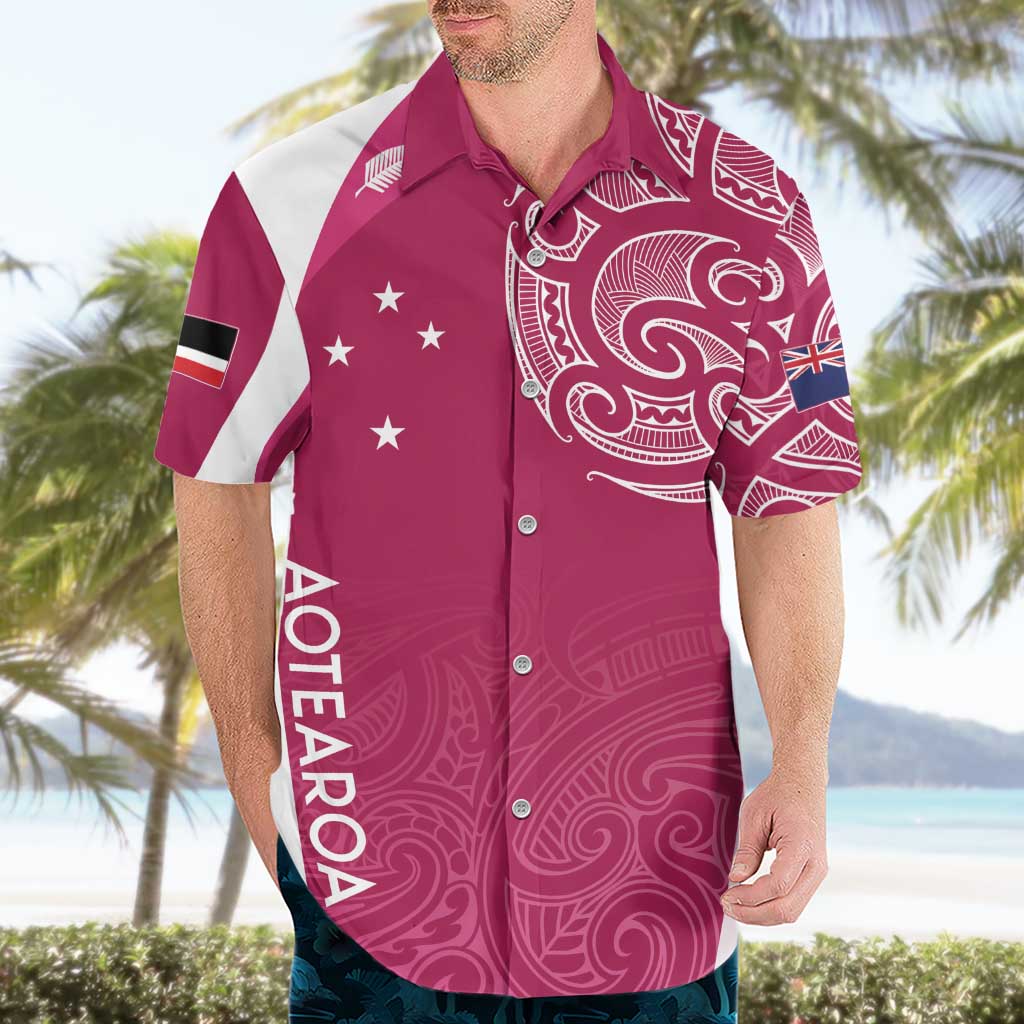 Personalised New Zealand Rugby Hawaiian Shirt Aotearoa Champions - Pink Version