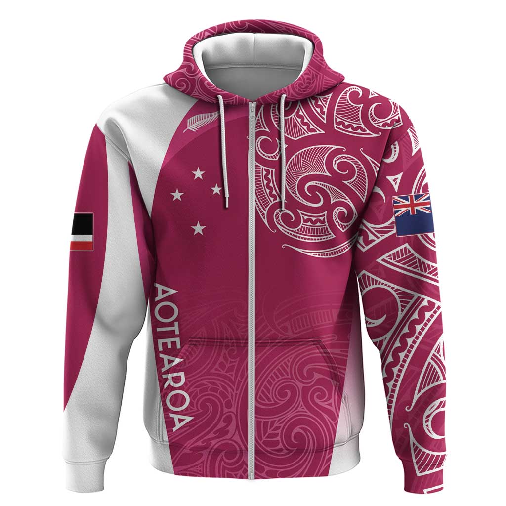Personalised New Zealand Rugby Hoodie Aotearoa Champions - Pink Version