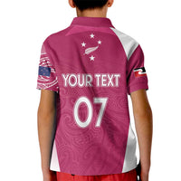 Personalised New Zealand Rugby Kid Polo Shirt Aotearoa Champions - Pink Version