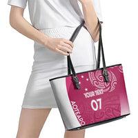 Personalised New Zealand Rugby Leather Tote Bag Aotearoa Champions - Pink Version LT7 - Polynesian Pride