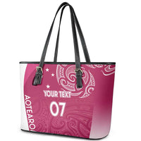 Personalised New Zealand Rugby Leather Tote Bag Aotearoa Champions - Pink Version LT7 - Polynesian Pride