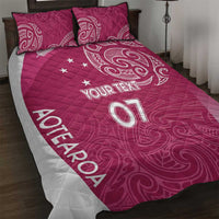 Personalised New Zealand Rugby Quilt Bed Set Aotearoa Champions - Pink Version
