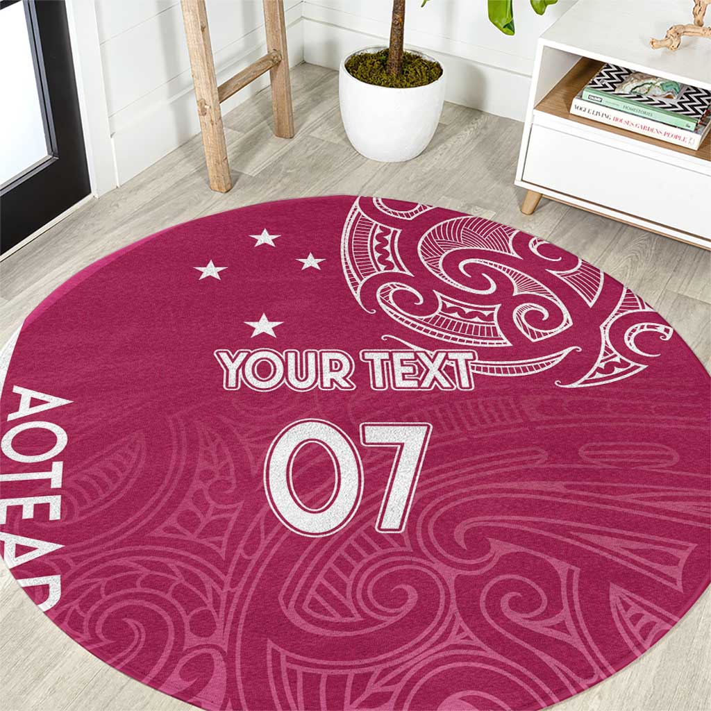 Personalised New Zealand Rugby Round Carpet Aotearoa Champions - Pink Version
