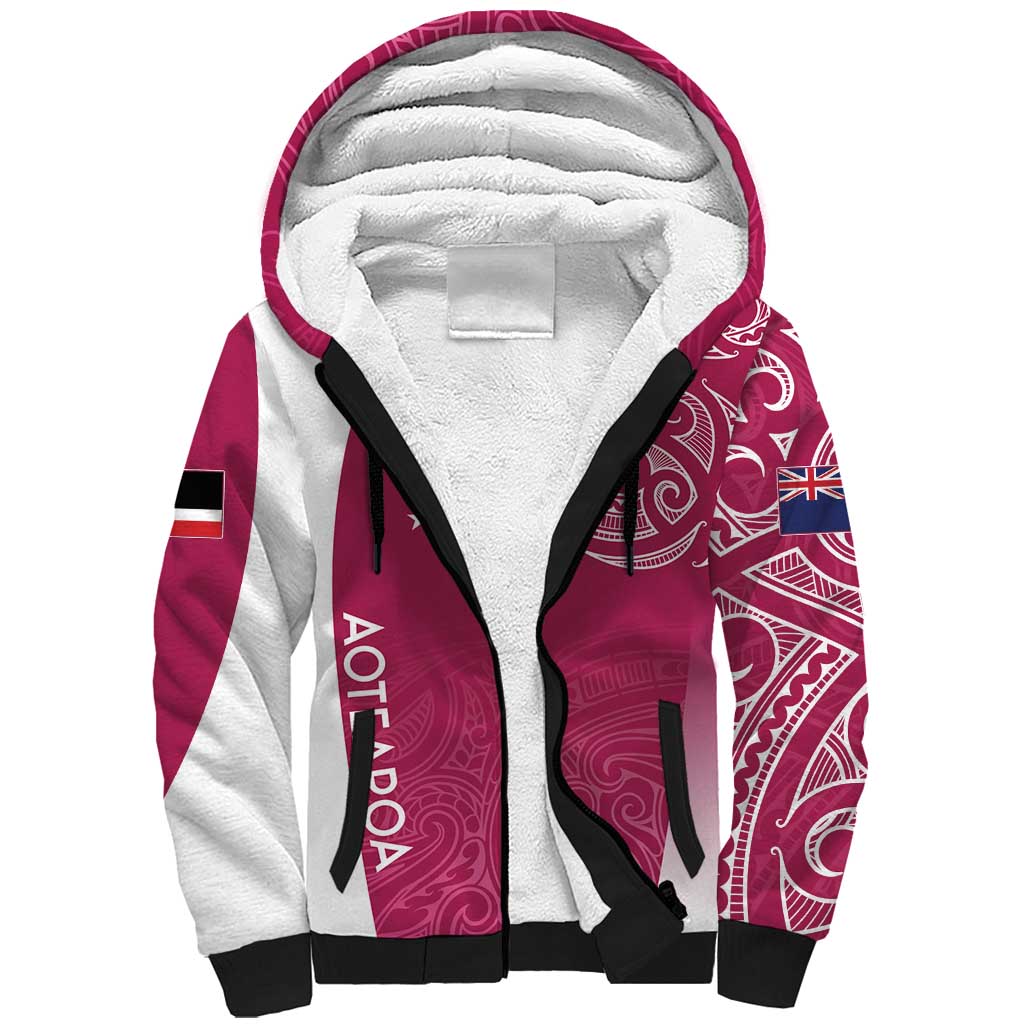Personalised New Zealand Rugby Sherpa Hoodie Aotearoa Champions - Pink Version