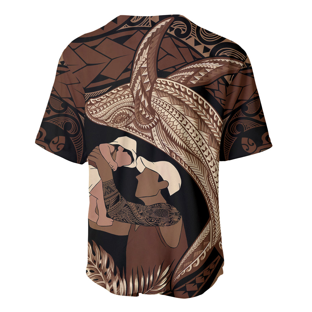 Father's Day Polynesian Pattern Baseball Jersey Tropical Humpback Whale