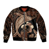Father's Day Polynesian Pattern Bomber Jacket Tropical Humpback Whale