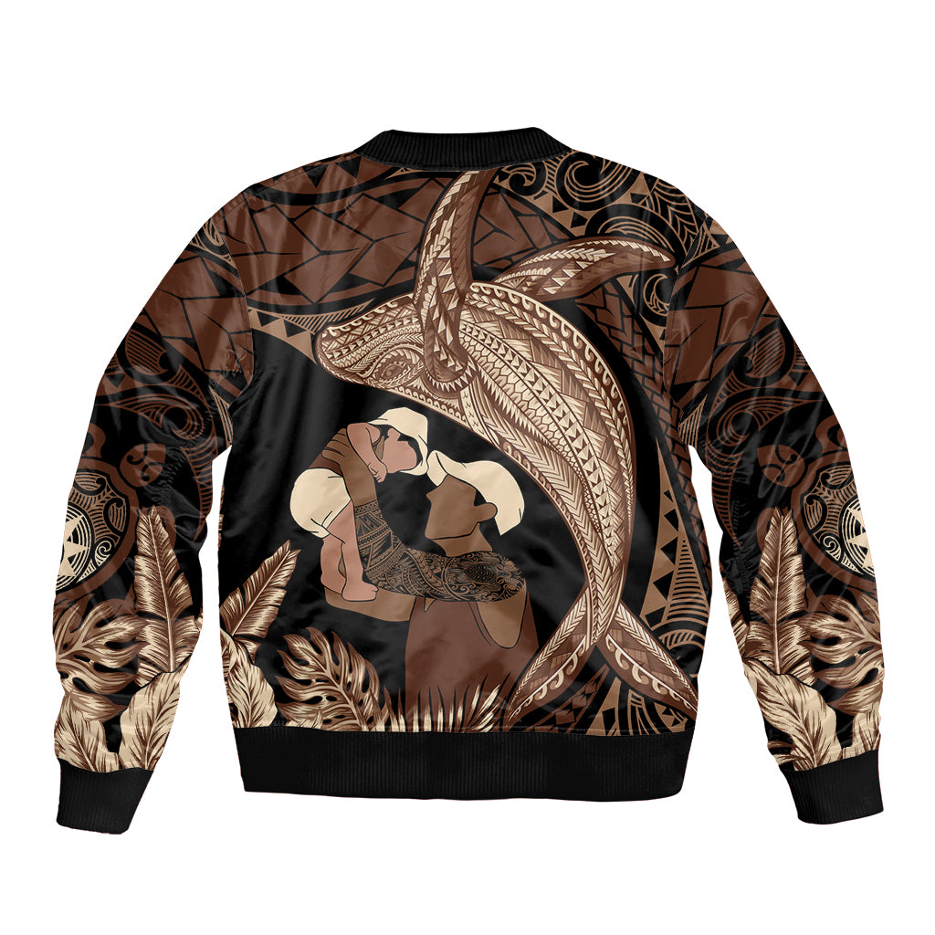 Father's Day Polynesian Pattern Bomber Jacket Tropical Humpback Whale