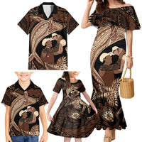 Father's Day Polynesian Pattern Family Matching Mermaid Dress and Hawaiian Shirt Tropical Humpback Whale