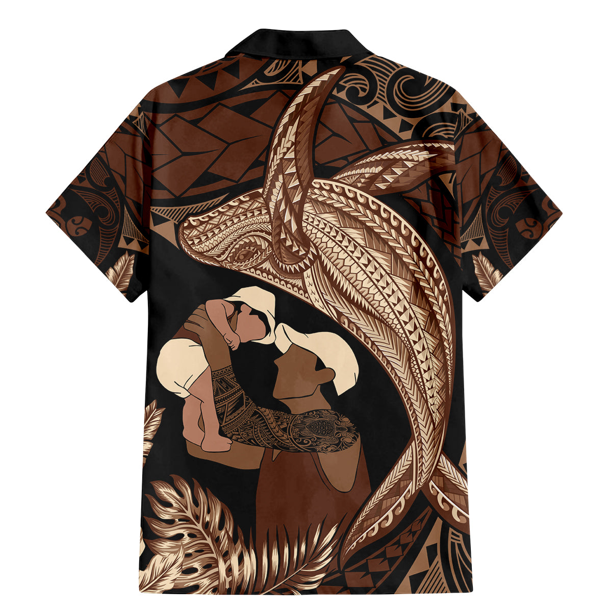 Father's Day Polynesian Pattern Family Matching Mermaid Dress and Hawaiian Shirt Tropical Humpback Whale