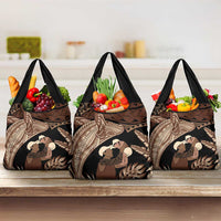 Father's Day Polynesian Pattern Grocery Bag Tropical Humpback Whale