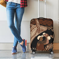 Father's Day Polynesian Pattern Luggage Cover Tropical Humpback Whale