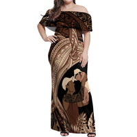 Father's Day Polynesian Pattern Off Shoulder Maxi Dress Tropical Humpback Whale