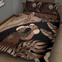 Father's Day Polynesian Pattern Quilt Bed Set Tropical Humpback Whale