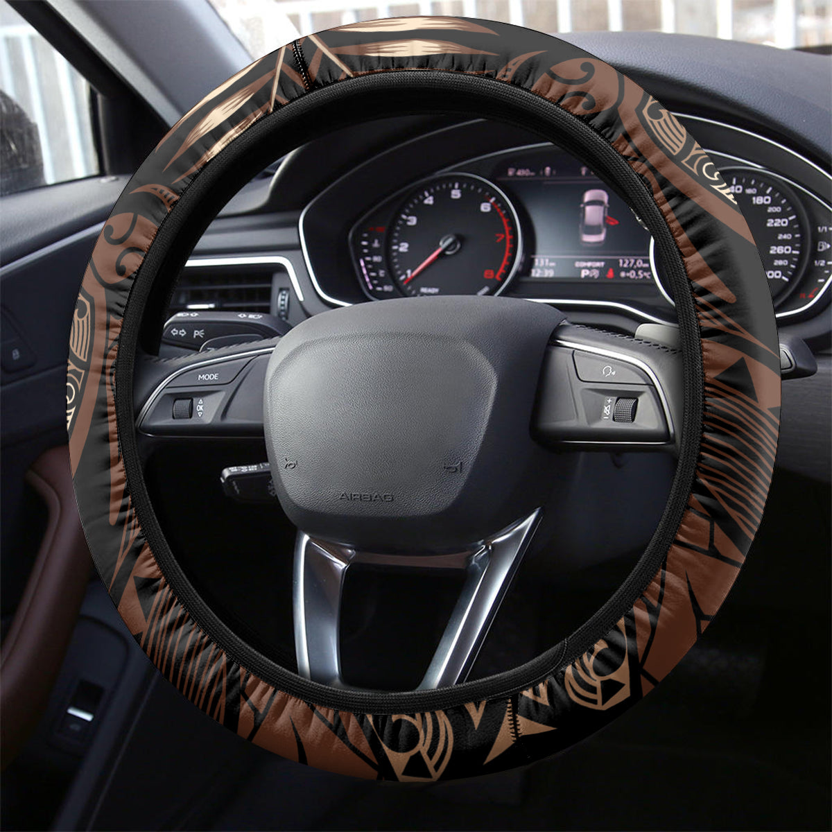 Father's Day Polynesian Pattern Steering Wheel Cover Tropical Humpback Whale