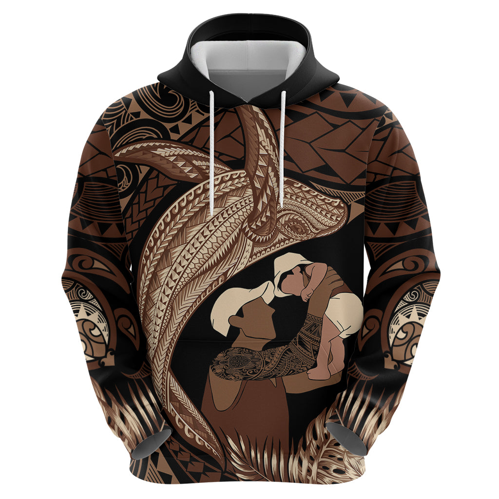 Father's Day Polynesian Pattern Zip Hoodie Tropical Humpback Whale