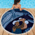 Father's Day Polynesian Pattern Beach Blanket Tropical Humpback Whale - Navy