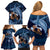 Father's Day Polynesian Pattern Family Matching Off Shoulder Short Dress and Hawaiian Shirt Tropical Humpback Whale - Navy