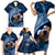 Father's Day Polynesian Pattern Family Matching Short Sleeve Bodycon Dress and Hawaiian Shirt Tropical Humpback Whale - Navy