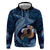 Father's Day Polynesian Pattern Hoodie Tropical Humpback Whale - Navy