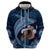 Father's Day Polynesian Pattern Hoodie Tropical Humpback Whale - Navy